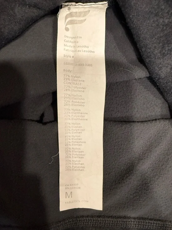 Fabletics Women’s Cold Weather High Waisted Pocket Leggings Onyx Smudge Size M - Picture 9 of 9